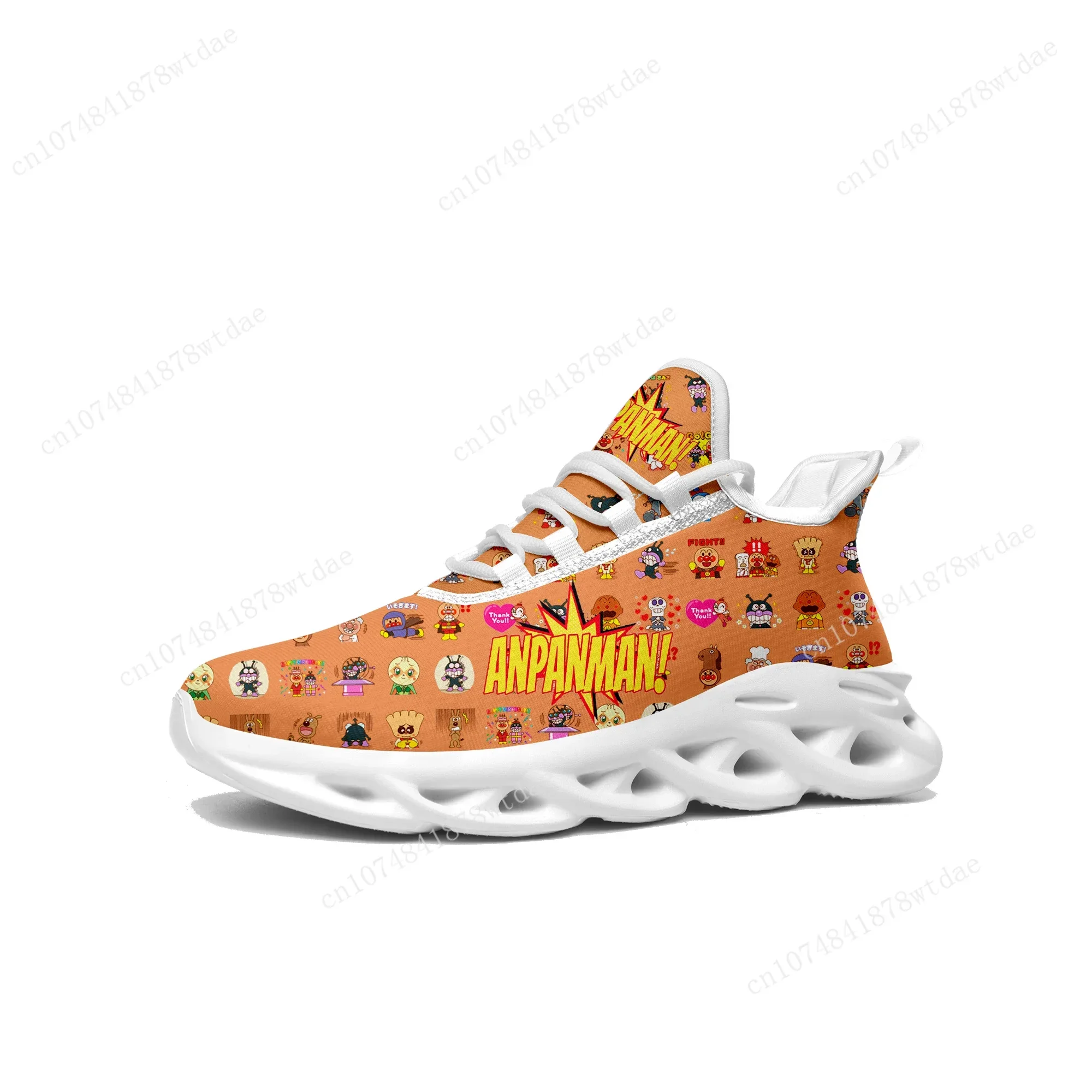 Anpanman Flats Sneakers Mens Womens Teenager Sports Running Shoes High Quality Japanese Cartoon Custom Lace Up Mesh Footwear