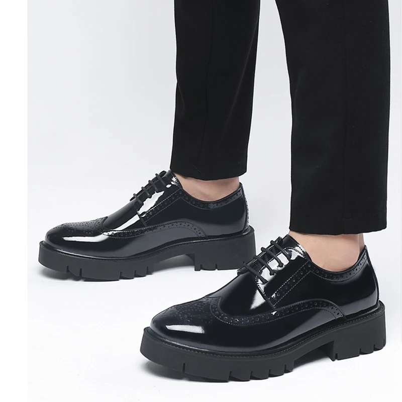 8/10CM Height Increasing Men's Shoes Black High-quality Leather Casual Shoes Office Formal Suit Men Business Shoes Wedding Shoes