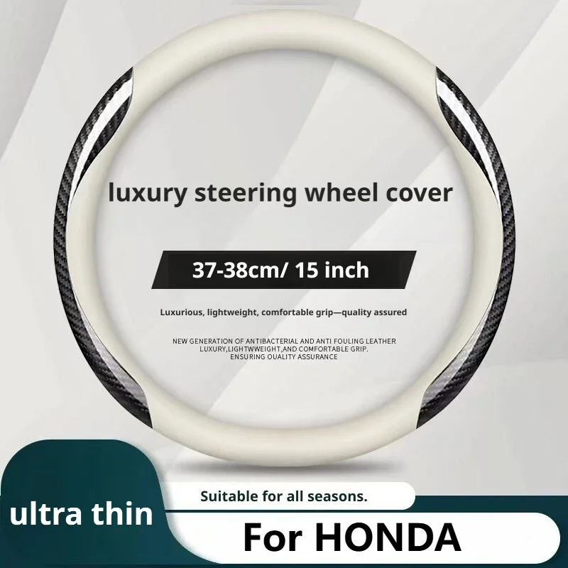 For Honda Civic Cr-V Hr-V Accord Pilot City Vezel Nappa Leather Steering Wheel Cover 15 Inch Non-Slip Sweat Absorbent Soft Touch