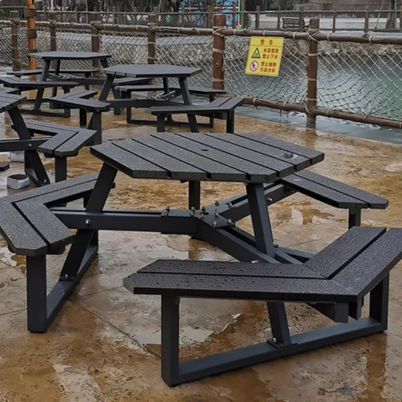 for Outdoor Table and Chair Set One Piece Park Bench Designer Food Street Garden Courtyard Seat Scenic Spot Combination