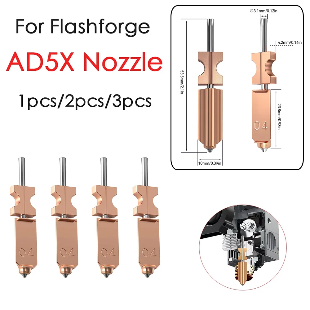 

Новые закаленные сопла FlashForge AD5X (0.25, 0.4, 0.6, 0.8) для экструдера ADVENTURER AD5X, хотэнд AD5X, аксессуары для 3D-принтеров.