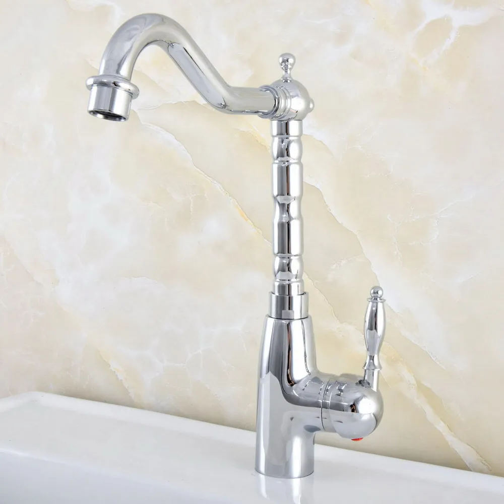 

Polished Chrome Brass Kitchen Bathroom Sink Swivel Spout Faucet Hot Cold Mixer Tap asf829