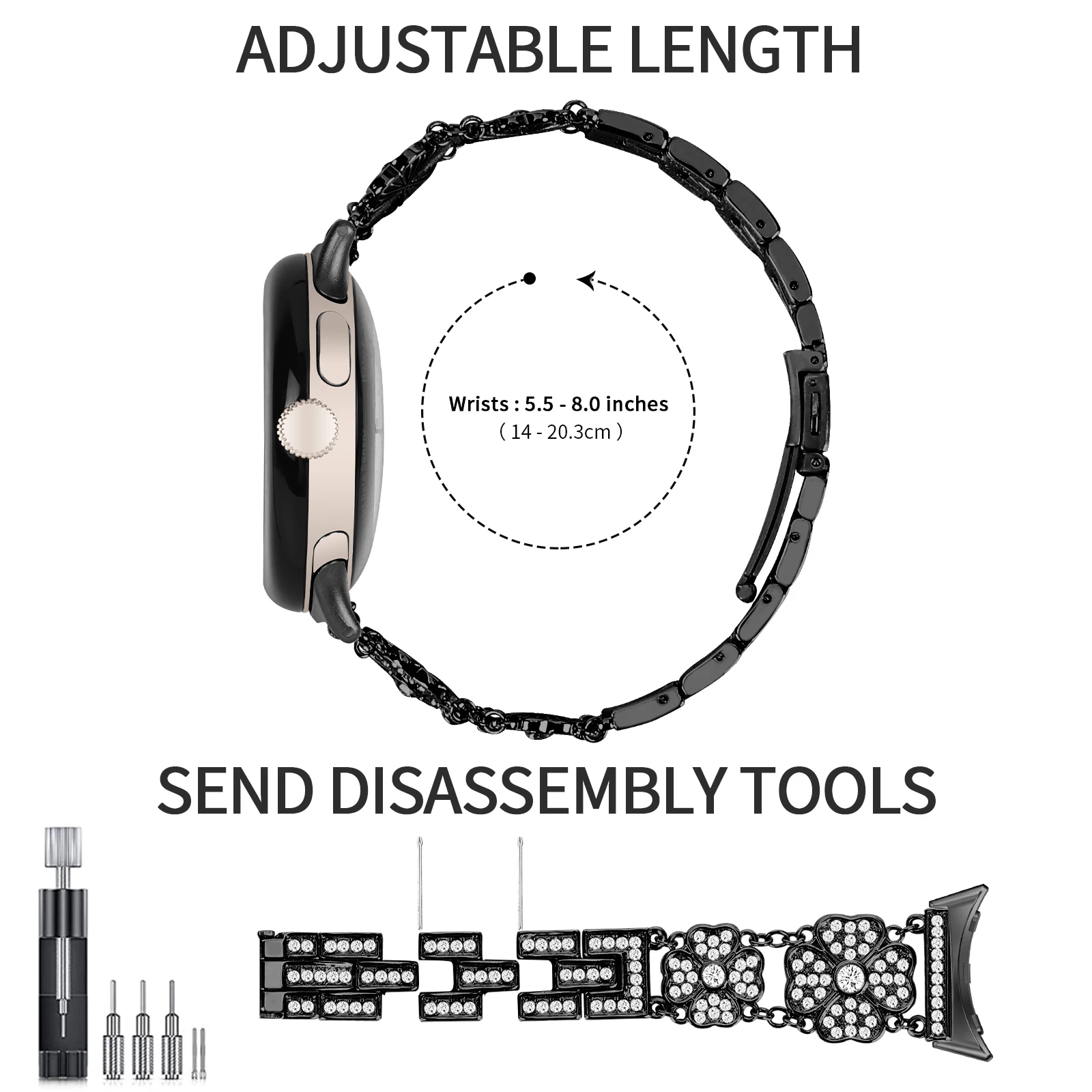 حزام من الفولاذ المقاوم للصدأ لساعة Google Pixel Watch 4 Band Clover Flower Diamond Metal Bracelet إكسسوارات لساعة Pixel 1 2 3 #3