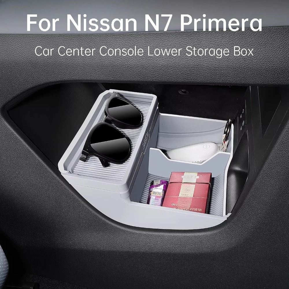 For Nissan N7 Primera Car Center Console Lower Storage Box Armrest Organizer Tray Interior Tidying Accessories