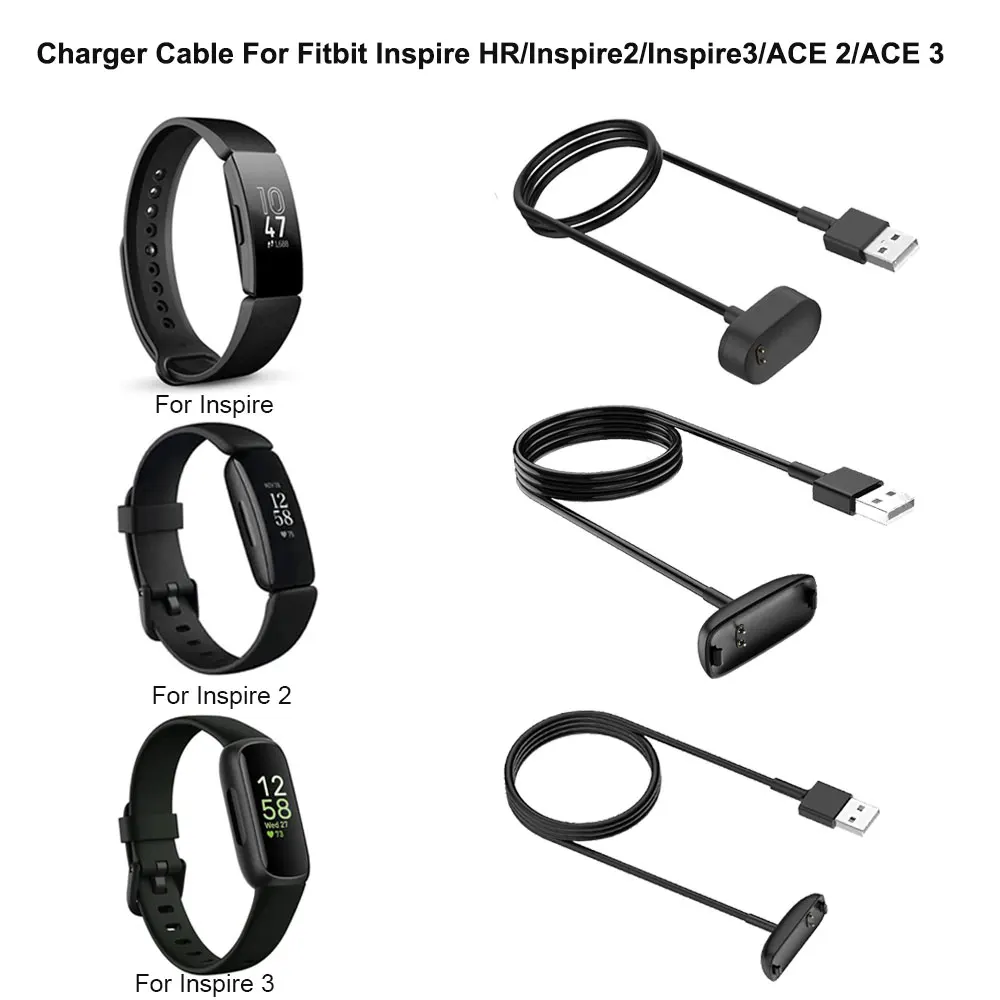 100cm USB Charger Cable For Fitbit Inspire/Inspire 2/Inspire 3 Charging Dock Cradle For Fitbit Inspire HR/ACE 2/ACE 3 Charger