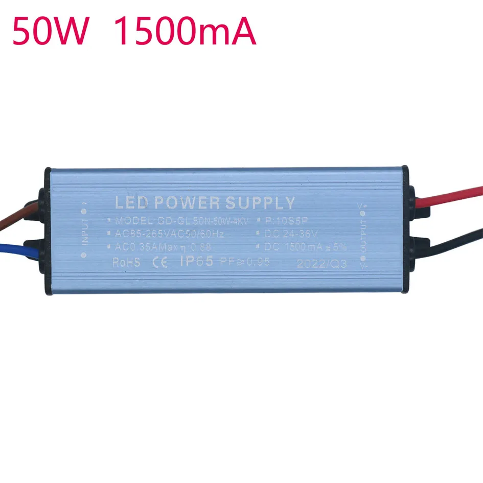 LED-Treiber, 50 W, 1500 mA, wasserdicht, AC85–320 V, Versorgung, Konstantstrom, Spannungsregelung, Beleuchtungstransformator, Adapter, Konverter, DIY-Kit – Detail 3