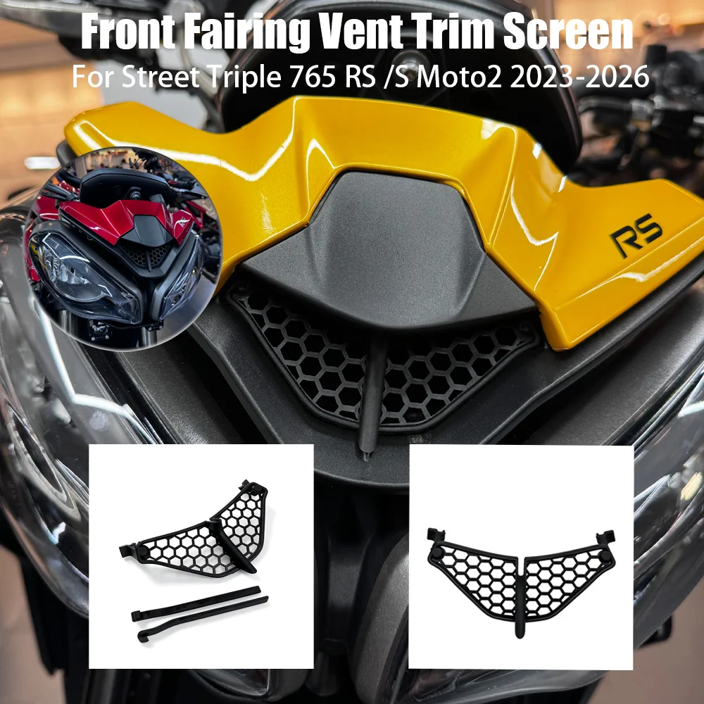 Front Fairing Mesh Vent Trim Screen for Street Triple 765 RS / S / Moto2 2023-2026 Motorcycle Grille Cover Decorative Accessory