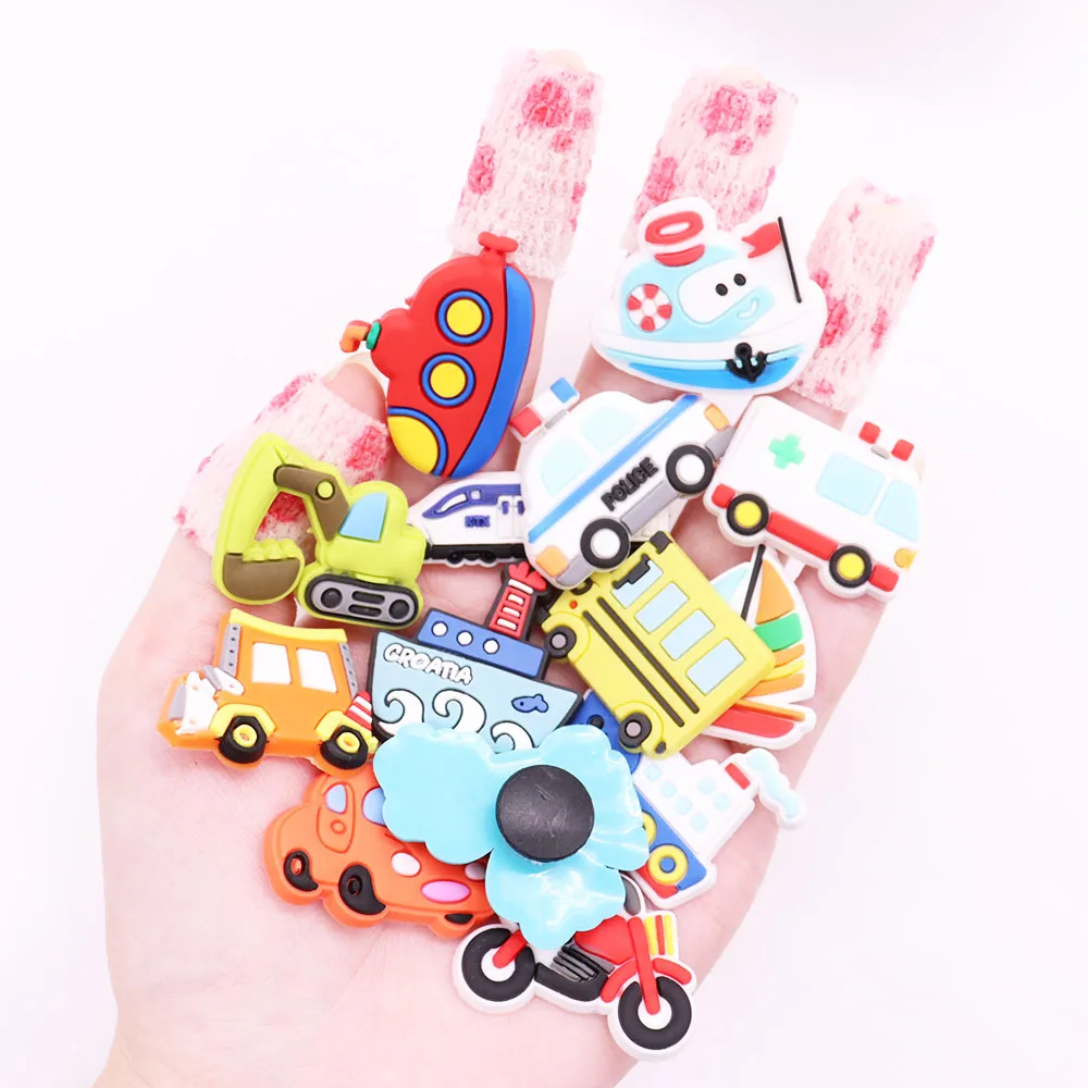 Wholesale 50pcs PVC Shoe Charms Train Sailboat Motorcycle Ambulance Slipper Accessories Shoes Ornaments For Children Gift