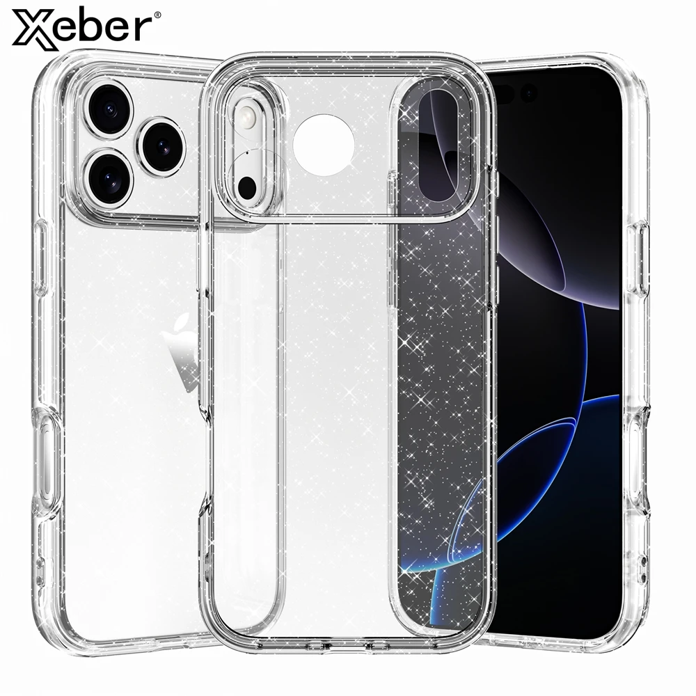 Luxuriöse Glitzer-Transparente Hülle für iPhone 17 16 15 14 Pro Max 18 Pro Max Stoßfeste Klare Kameralinsen-Schutzhülle Weiche Abdeckung
