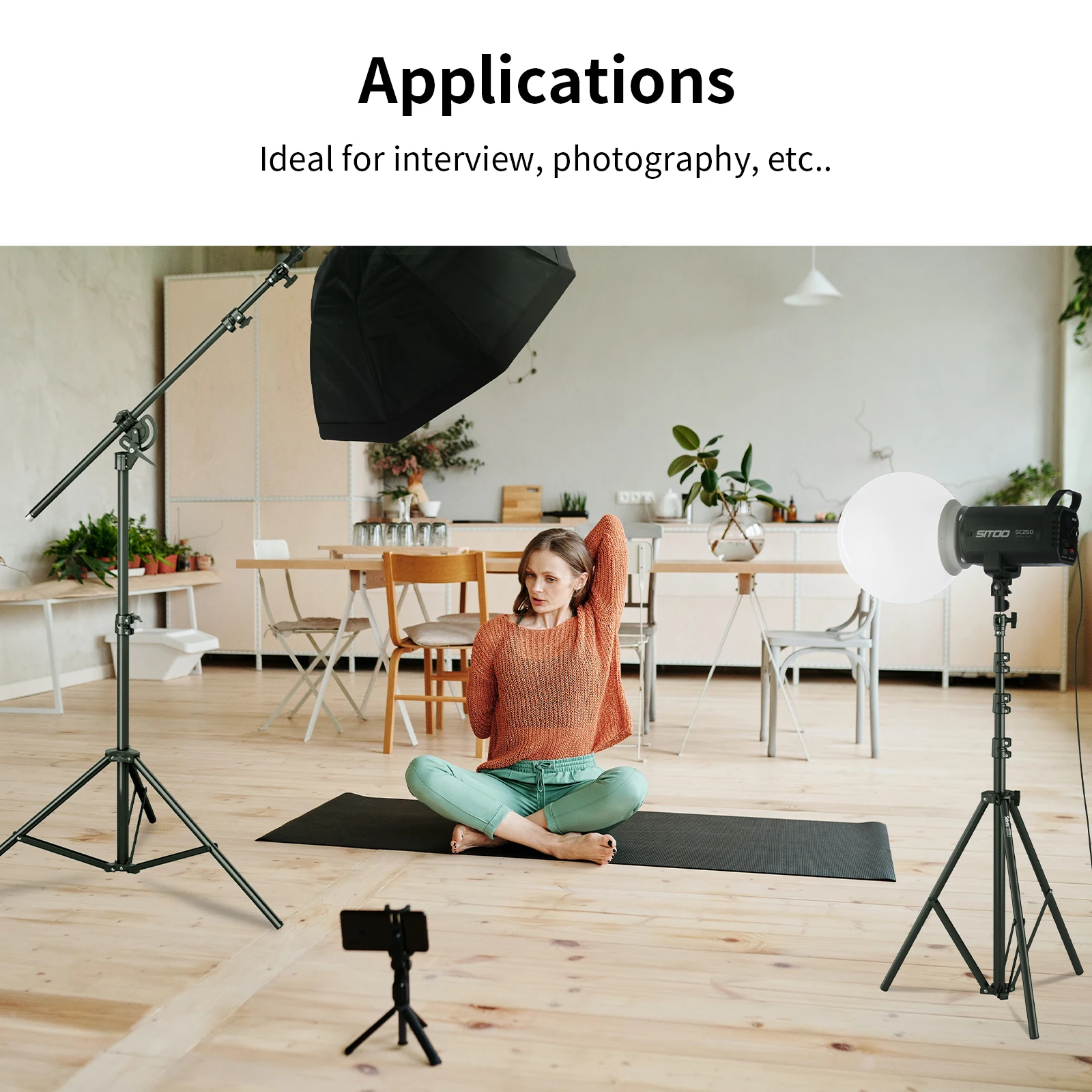 Selens 2.8m Air Cushion Stand Aluminum Alloy Tripod+Telescopic 200cm Boom Arm +Sandbag For Photography Studio Softbox Flashlight