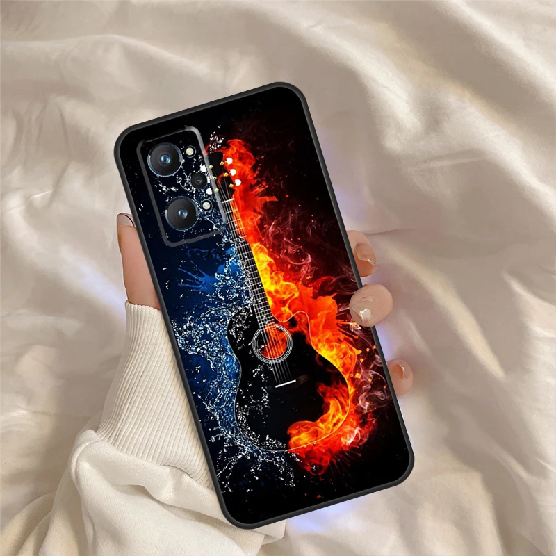 حافظة جيتار لأداة موسيقى الروك لـ Realme C55 C71 C75 C61 C53 C33 C63 C51 C65 C67 10 11 12 13 14 Pro Plus GT6 GT7 Pro