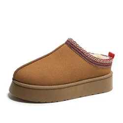 Women's Wool Slippers Warm Platform Low-top Snow Boots Slippers Women Outdoor Anti-Slip Boots for Women Chinelos Mule Slippers