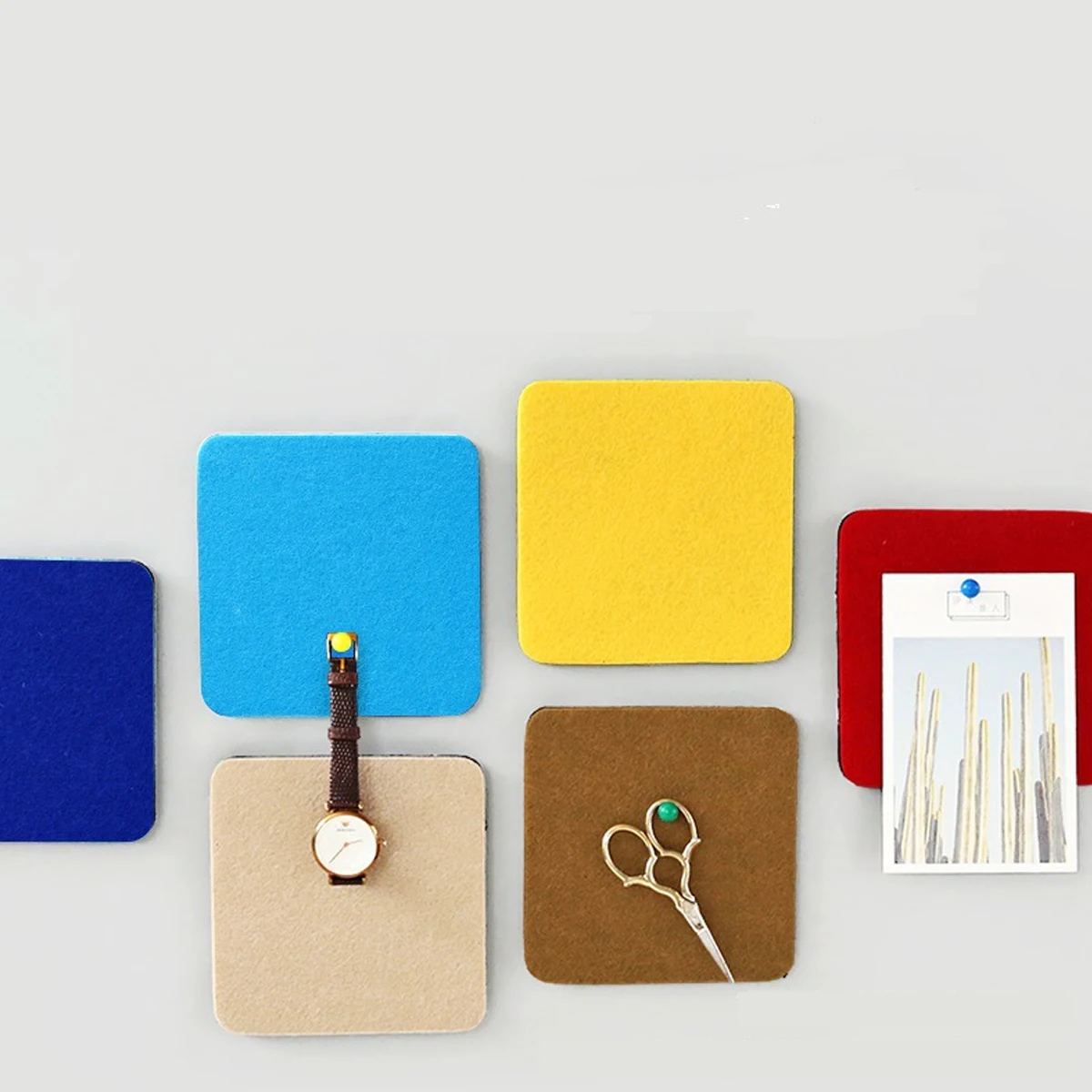 

8pcs Square Felt Memo Board Tiles Self-Adhesive Wall Stickers Creative Decorative Classroom Office Home Diy Decoration Tiles For