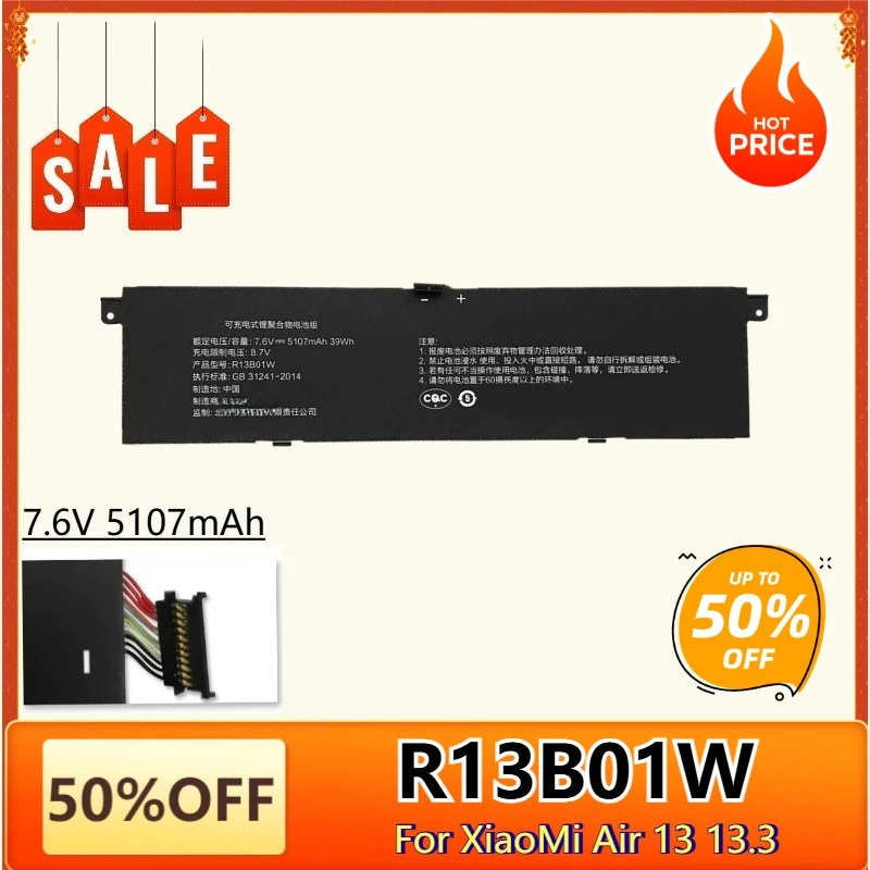 

R13B01W Laptop Battery for XiaoMi MI Air 13.3 Inch 161301 TM1613 1604 1703 Fit R13B02W 161301-01 Replacement Battery