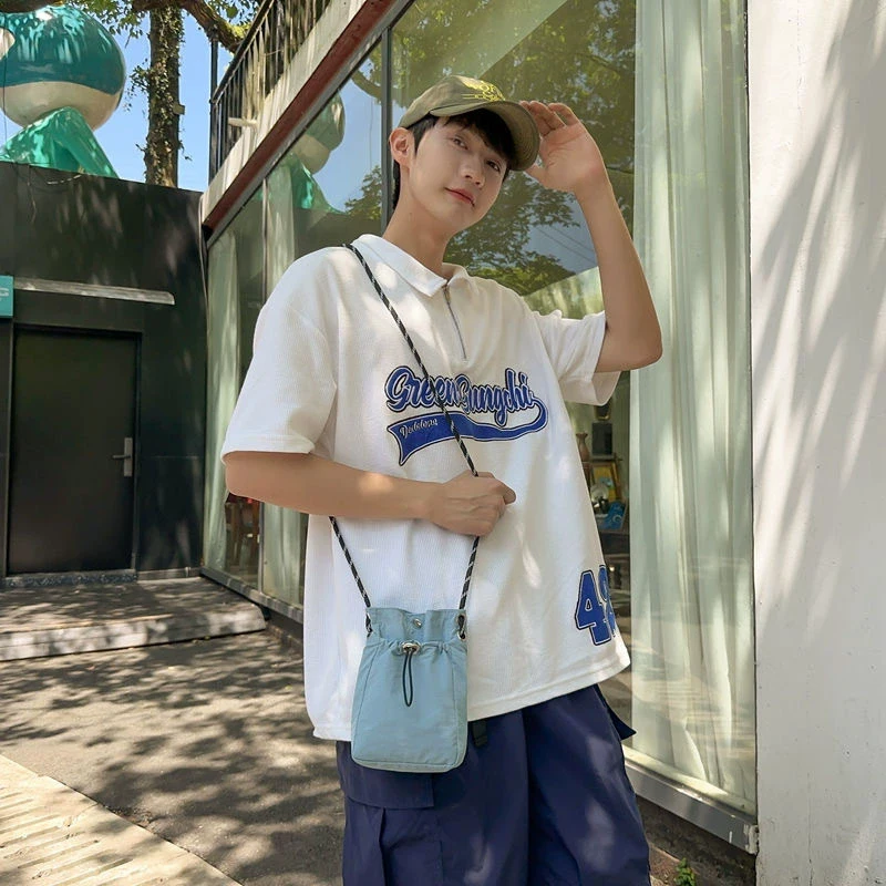 Lightweight Shoulder Bag for Male Men Women Young Trendy Walking Outfit Mobile Phone Key Change Bag Nylon Material Casual Use
