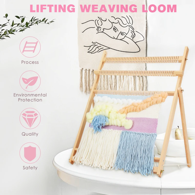 Weaving Loom With Stand Wooden Tapestry Knitting Machine Arts & Crafts, Develops Creativity Weaving Frame For Beginner