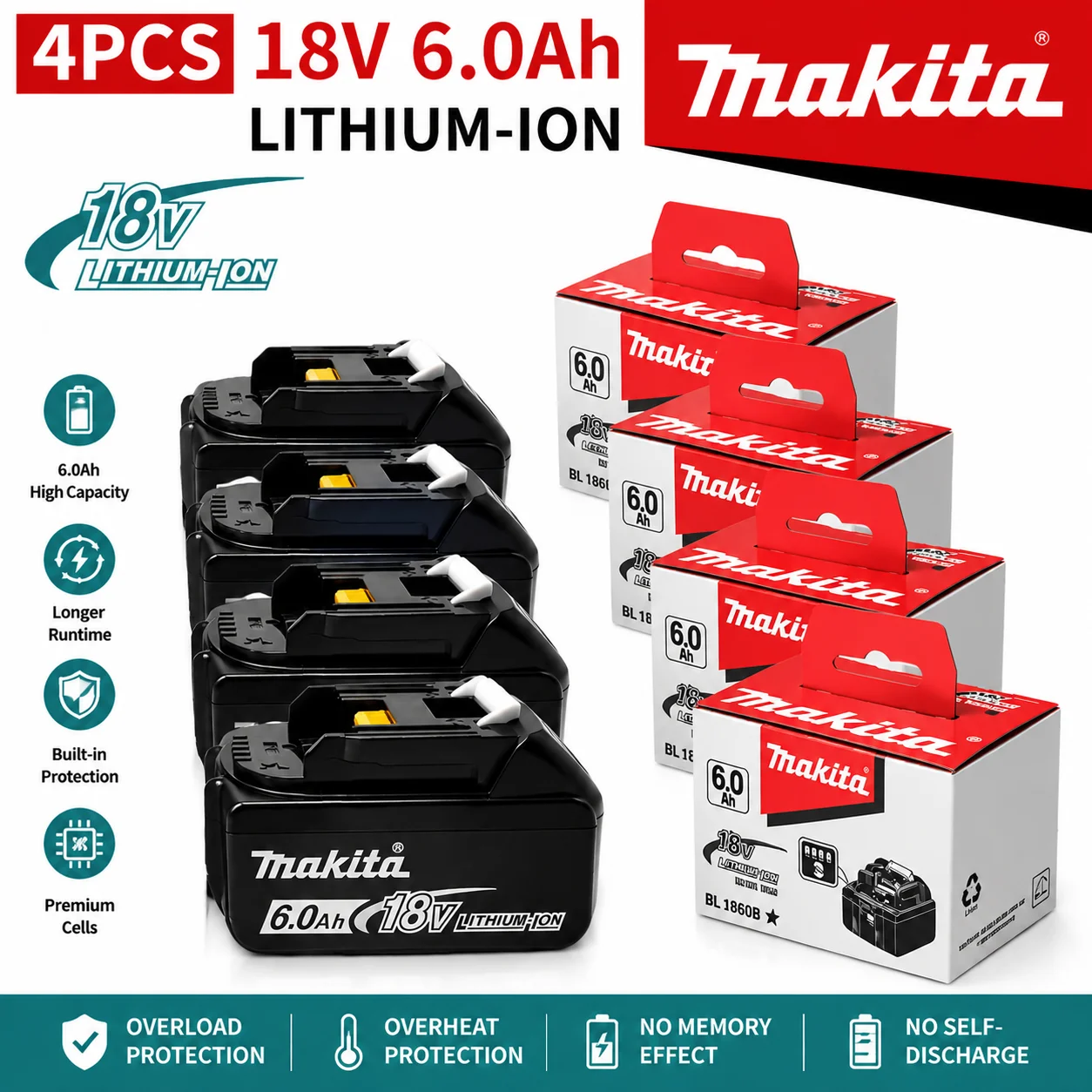 Pakaitinis akumuliatorius Makita įrankiams 18V 6.0Ah LXT