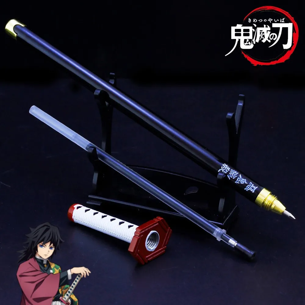 Demon Slayer Sword The Water Hashira Tomioka Giyuu Pen Swords Nichirin Blade Toy Boy Anime Knife Katana Keychain Christmas Gifts