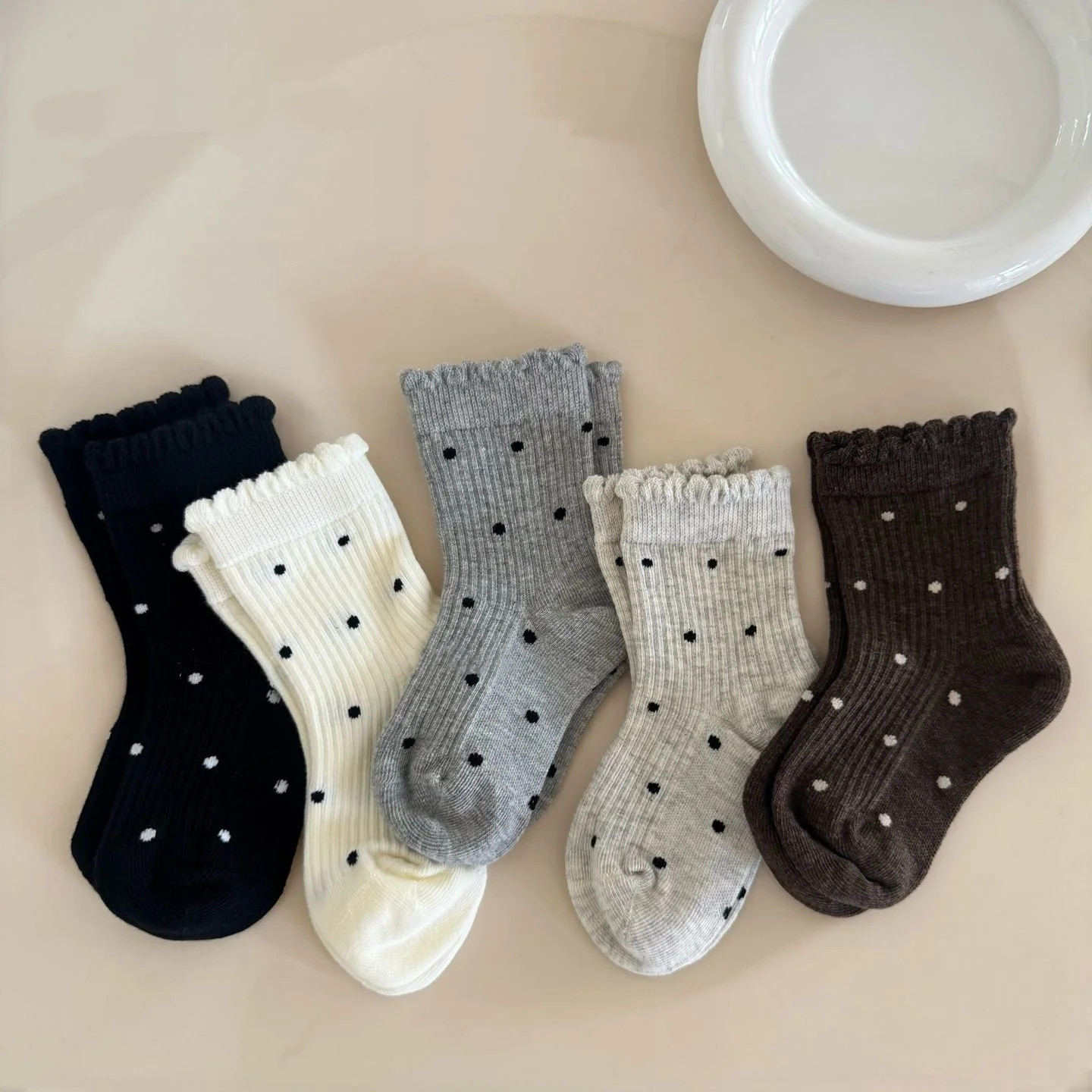 5 Paare/Set Kindersocken für Mädchen, Frühling und Herbst, weiche Baumwolle, gepunktet, Kindersocken, modische, süße, niedliche Stricksocken für Kinder, 2–12 Jahre – Detail 5