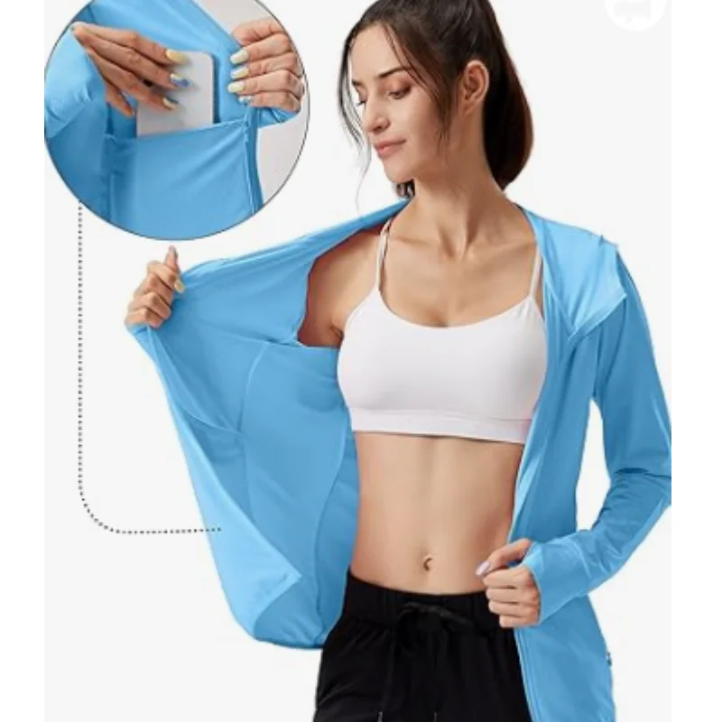 Women\'s UPF 50+ Sun Protection Hoodie Jacket Lightweight Running Athletic Tops Quick Dry Outdoor Fishing Hiking Travel Shirt