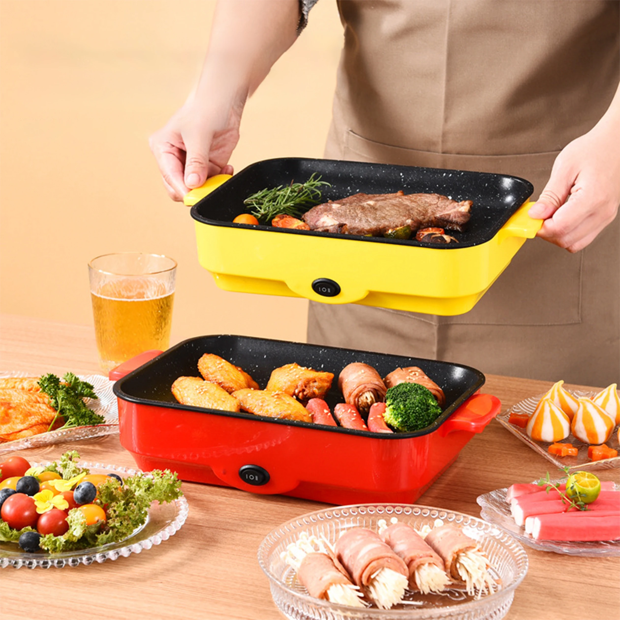 

frying pan,Barbecue tray,Electric baking tray,roaster,Electric grill,barbecue,Grilled steak,griddle,non -stick,Camping cooker