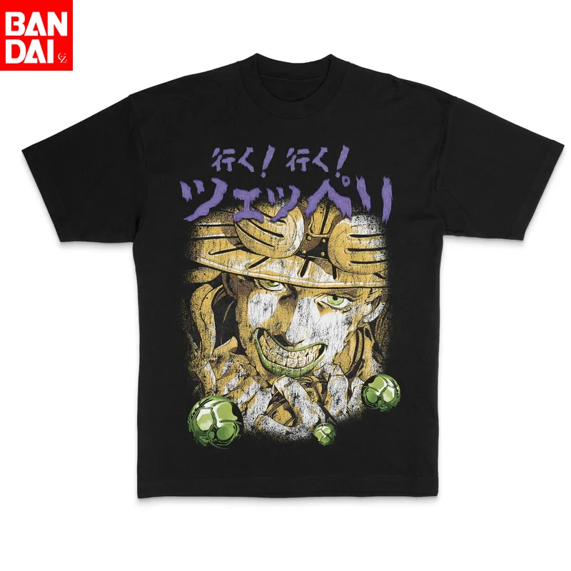 2026 Vintage JoJo's Bizarre Adventure Gyro Zeppeli T-Shirt für Herren Retro 90er Anime Grafik-T-Shirts Streetwear Baumwolle Kurzarm-Oberteile