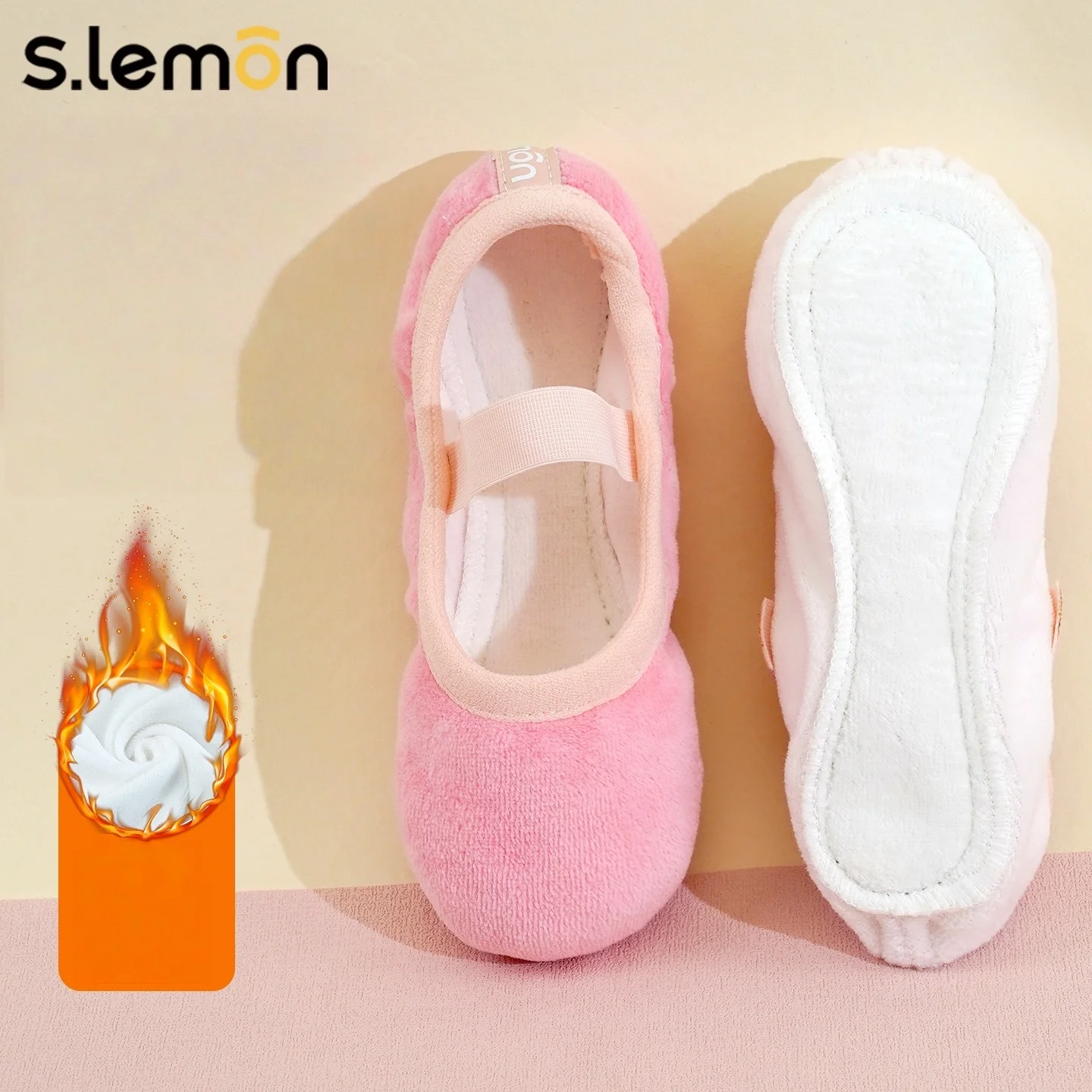 

Балетная обувь для народных танцев для девочек, двухслойная бархатная коровья замша, мягкая подошва, зимняя теплая тренировочная обувь на флисовой подкладке для детей и малышей