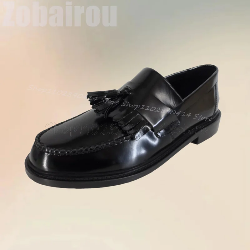 

Black Tassels Decor Sewing Design Penny Loafers Fashion Slip On Men Shoes Luxury Handmade Party Banquet Office Men Casual Shoes