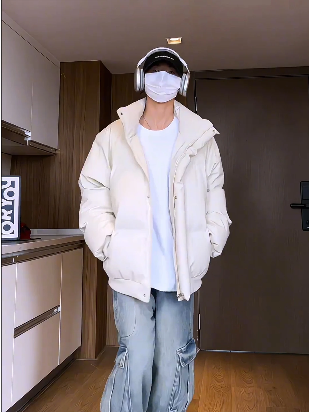 Мужская пуховая куртка American High Street Or Winter Thiened из искусственной кожи Bread Sle, модная брендовая хлопковая куртка Haome с воротником-стойкой...