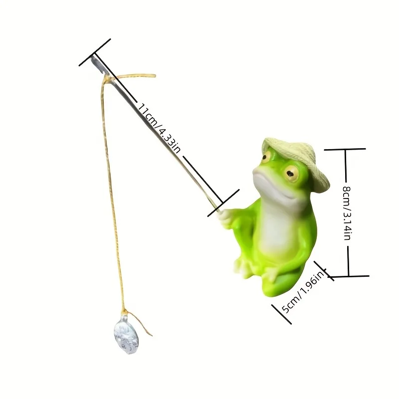 Frog Fishing Figurine Creative Cute Resin Animal Sculpture Ornament Home Garden Outdoor Decoration