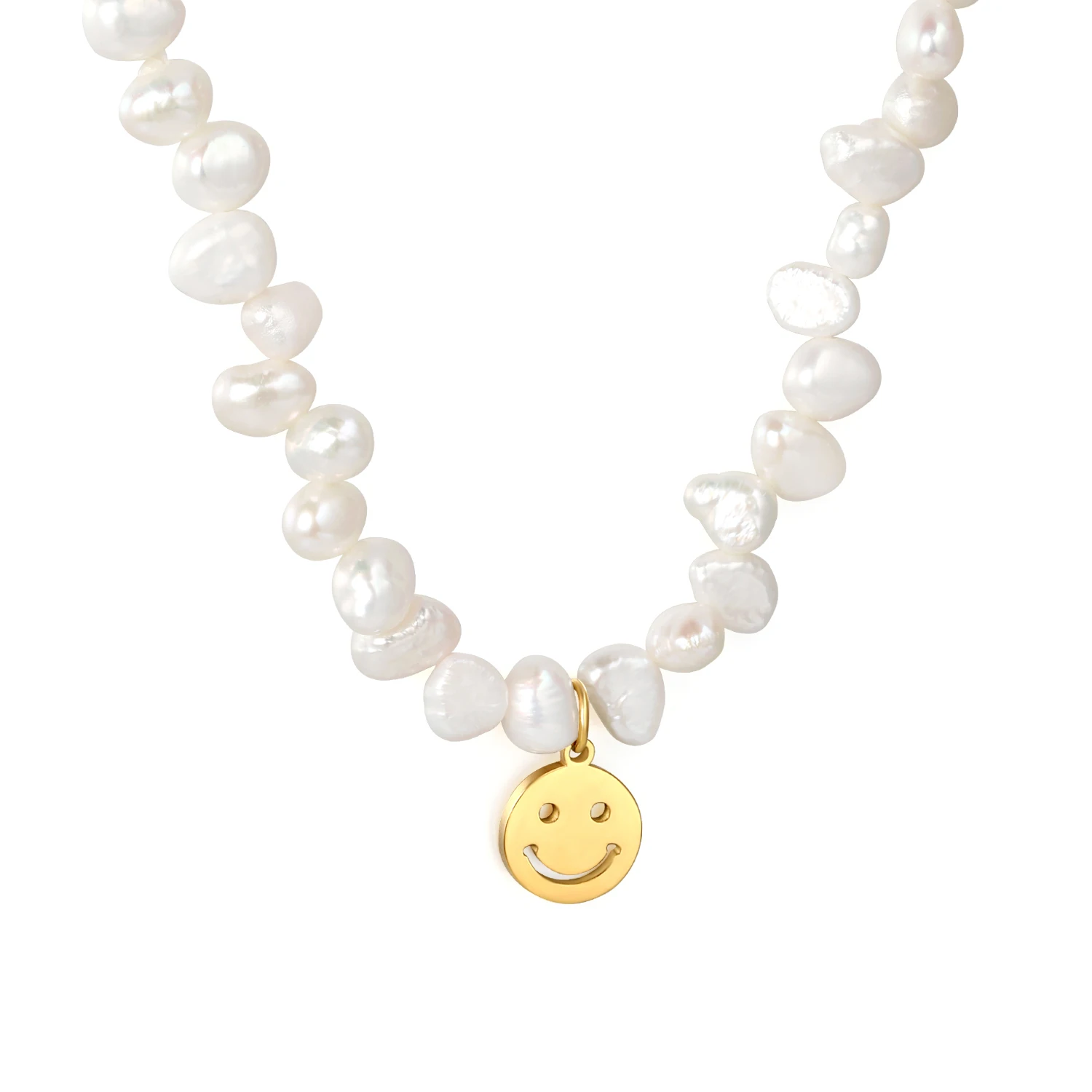 Bohemia Natural Serveral Pearls Chain Necklaces Smile Face Pendant Clavcle Collier Elegant Woman Birthday Party Gifts Accessory