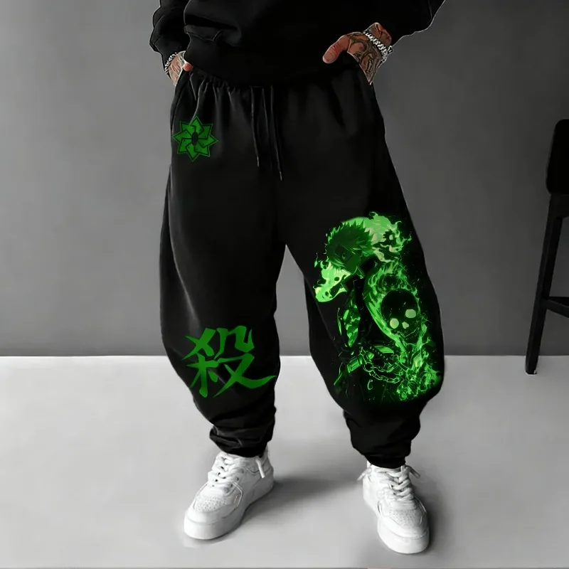 

Мужские и женские спортивные штаны Demon Slayer, осенняя новая уличная одежда на тему аниме, свободные брюки для косплея, свободные брюки из 100% хлопка