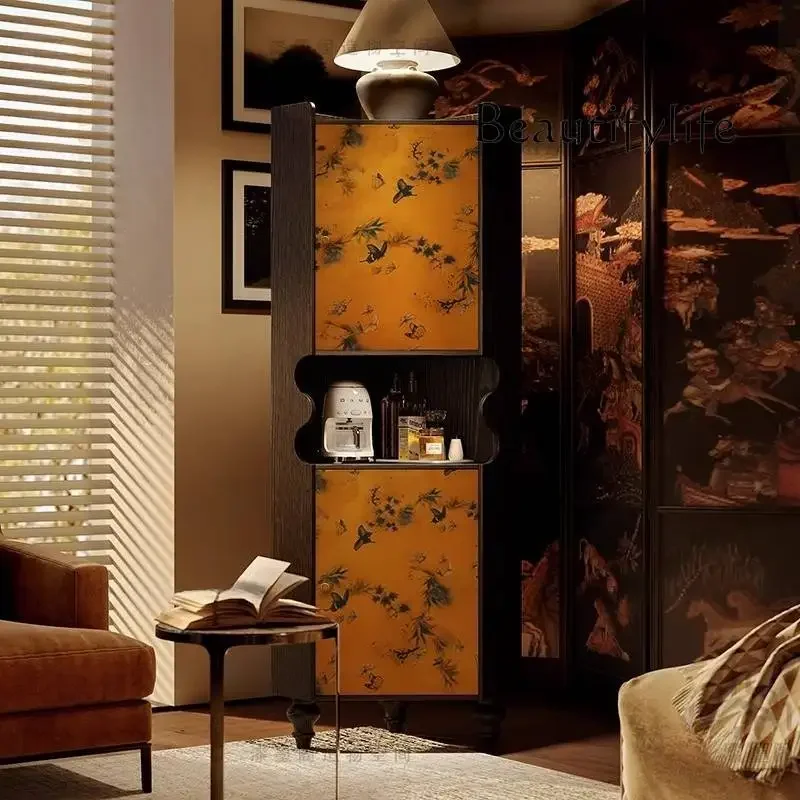 R Eenvoudige bruine woonkamerkasten Rustiek Klassiek Hoog Modern Woonkamerkasten Houten smalle kast De Rangement-meubels