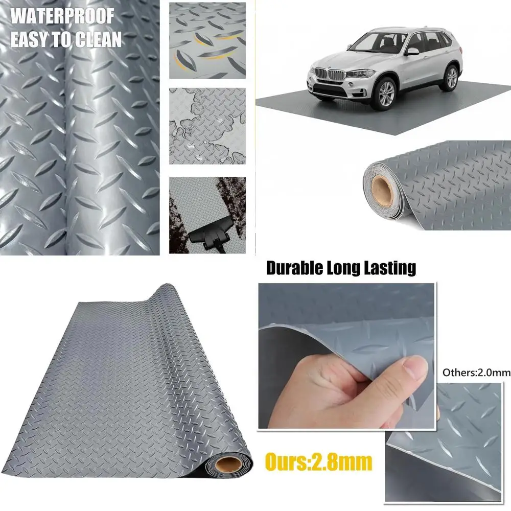 

Thickened PVC Garage Floor Mat, Heavy-Duty Waterproof Nonslip Protector for Cars, Trailers, SUVs, Basements, and Gyms (5 ft x 9