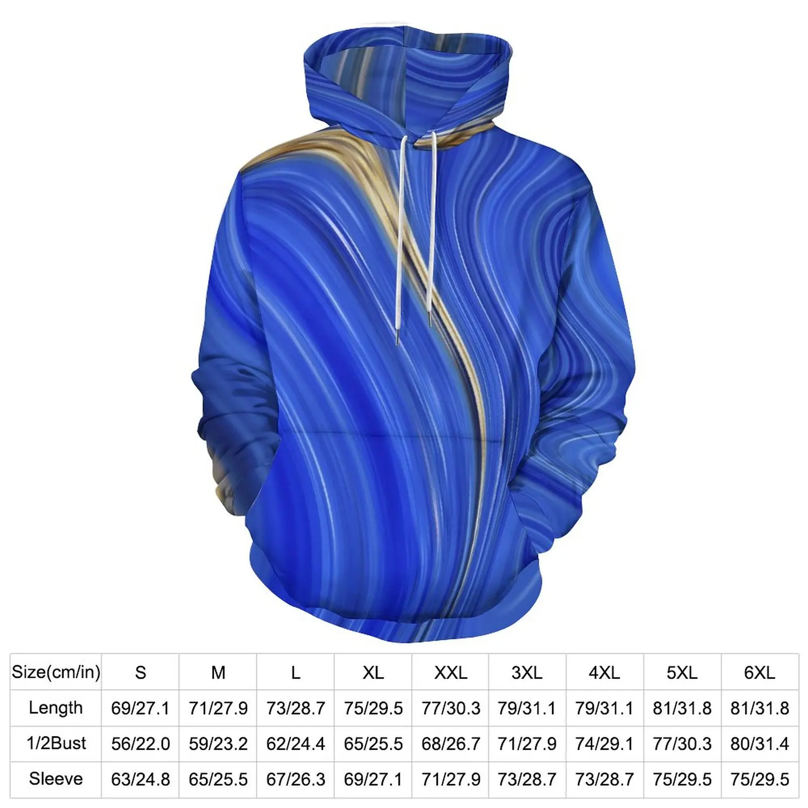 Blue Marble Hoodies Abstract Liquid Korean Fashion Casual Pullover Hoodie Long Sleeve Pretty Graphic Sweatshirts Birthday Gift