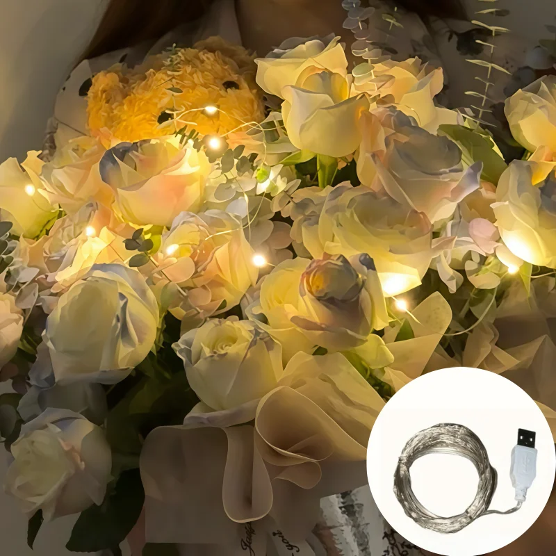 USB Copper Wire Fairy String Lights Mini Garland Lamp for Bouquet Jar Wedding Xmas Home Party Decor