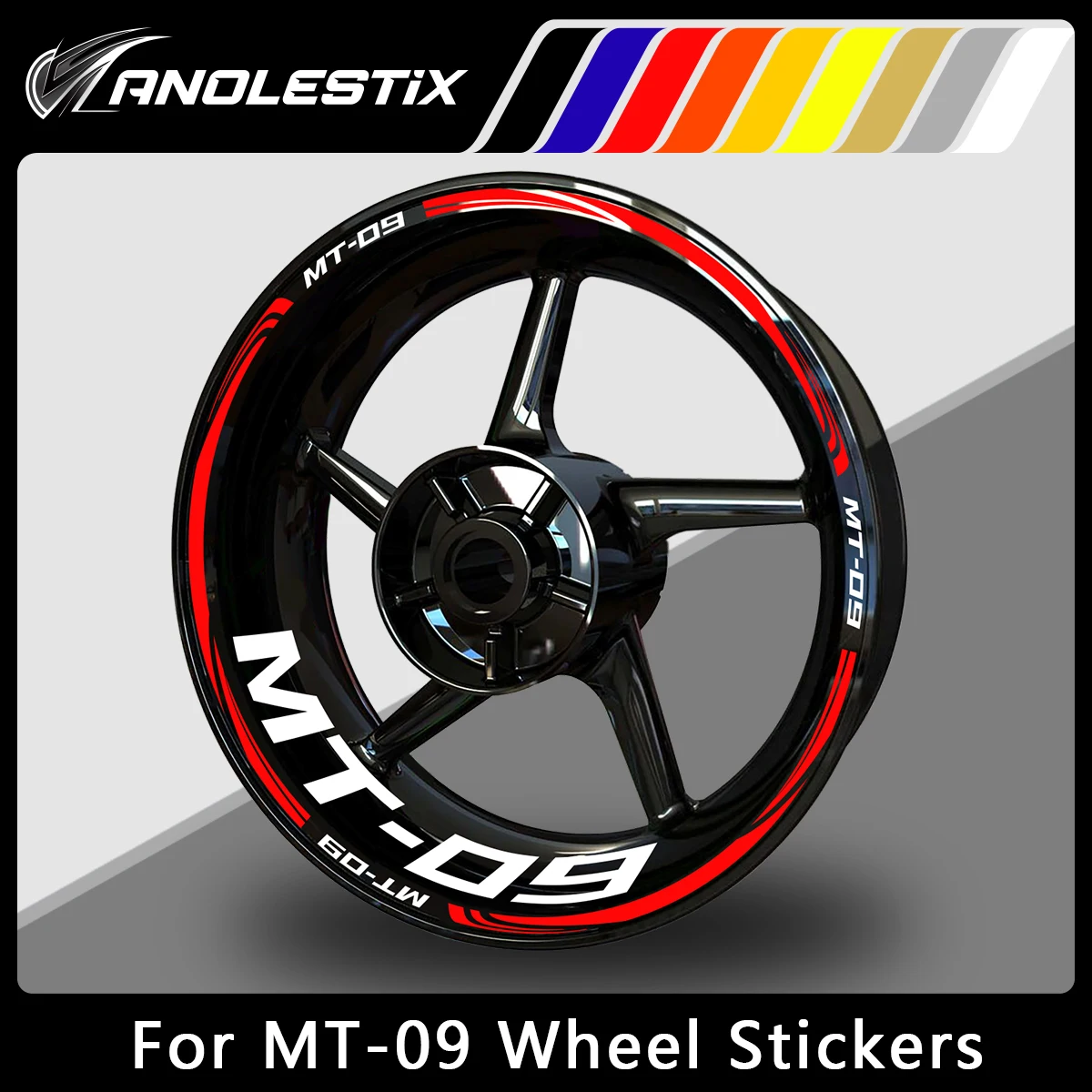 

AnoleStix Reflective Motorcycle Wheel Sticker Hub Decal Rim Stripe Tape For YAMAHA MT-09 MT09