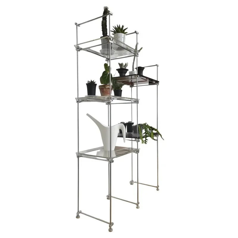 

Floor standing optical axis partition multi-layer bookshelf stainless steel acrylic storage rack flower rack