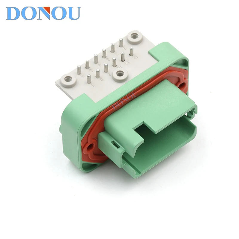 DT13-12PC-B016 12 Pin Green Right Angle PCB Header Connector 13A IP68 for Truck Excavator Automotive Wiring Harness