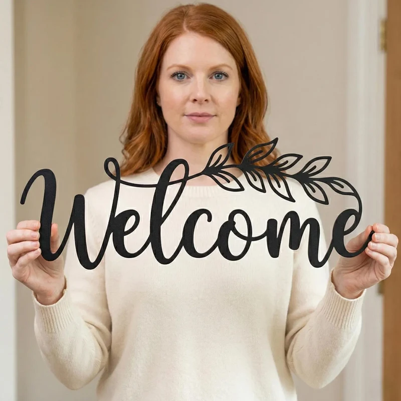Custom Front Door Sign, Metal Welcome Door Sign, Front Porch Entrance Wall Decor, Realtor Closing Gift,  Outside Decor