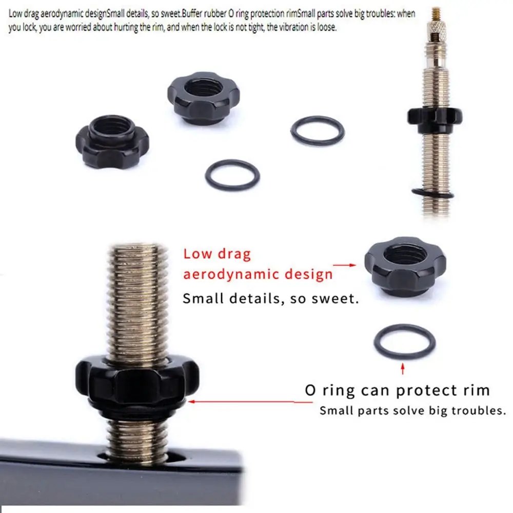 

1 Set High Quality Tubeless Vacuum Tires Nozzle Lock Presta Valve Nut with Install Wrench Tire Valve Cap