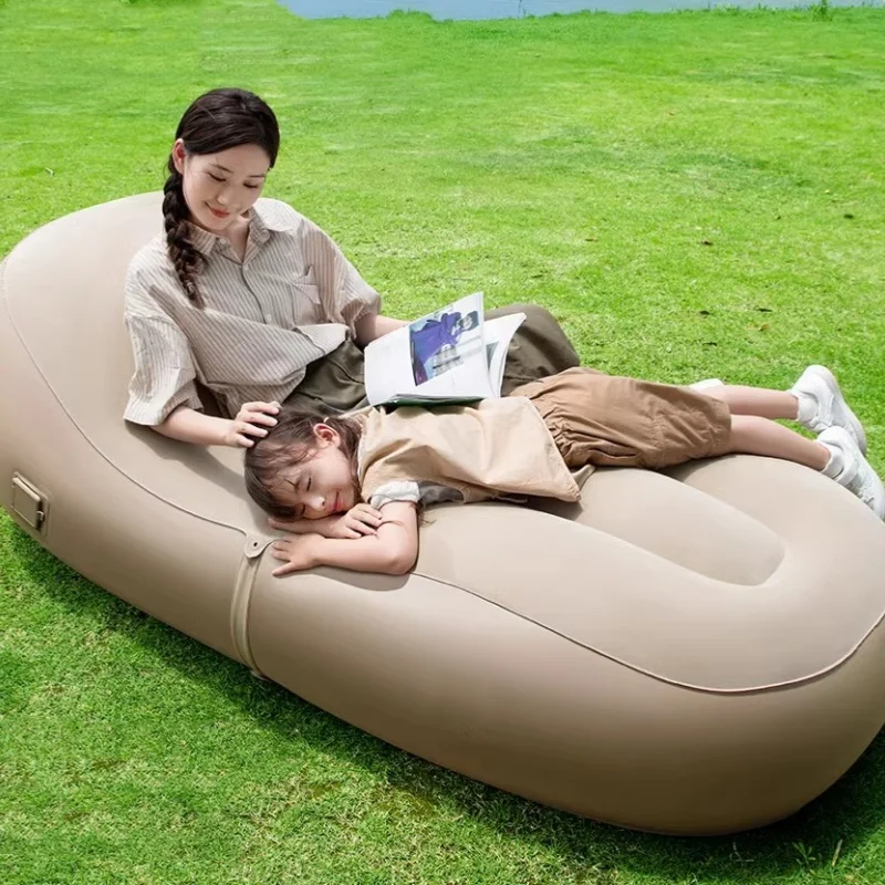 Outdoor Inflatable Sofa Camping Portable Foldable Fully Automatic Inflatable Mattress Household Air Lounger with Air Pump