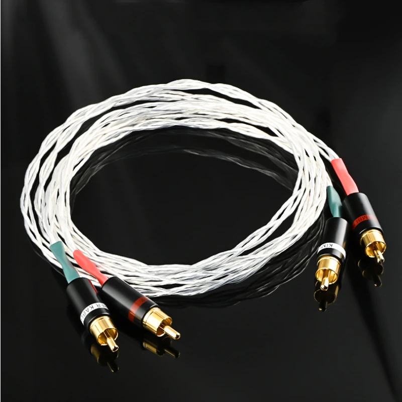 

Single Crystal Copper Silver Plated RCA Cable 8AG HiFi Audio Interconnect Line