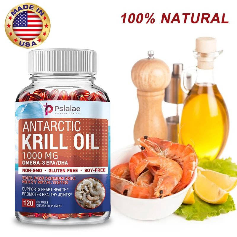 

Antarctic Krill Oil 1000mg - Contains OMEGA-3 EPA/DHA for Brain, Joint and Skin Health