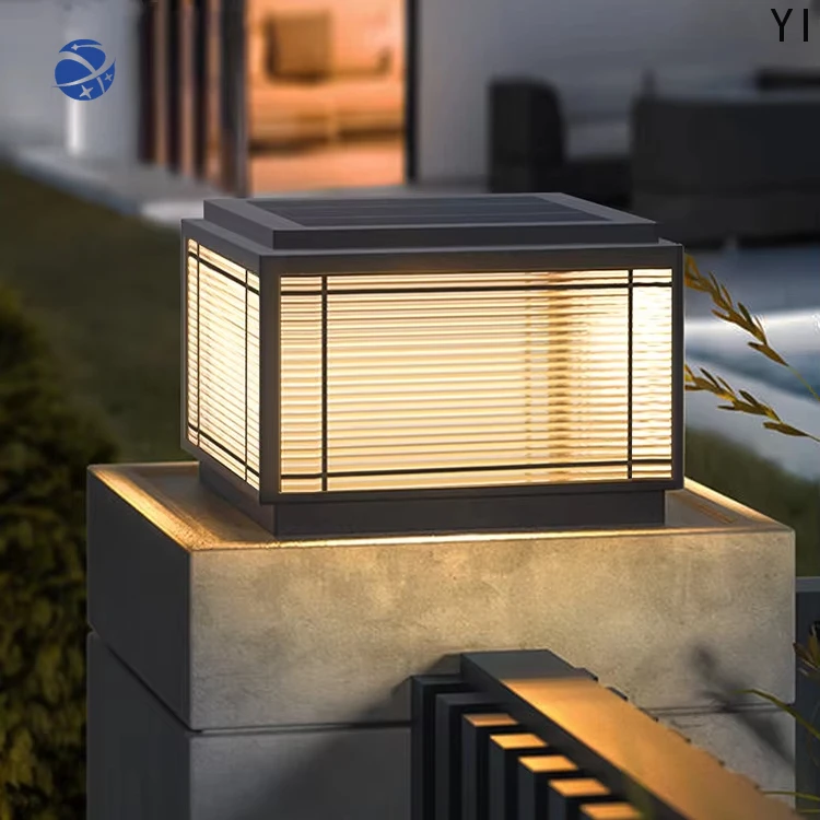 YYHC Solar column headlights, outdoor waterproof courtyard villa entrance pillar lights, modern outdoor bollard lights