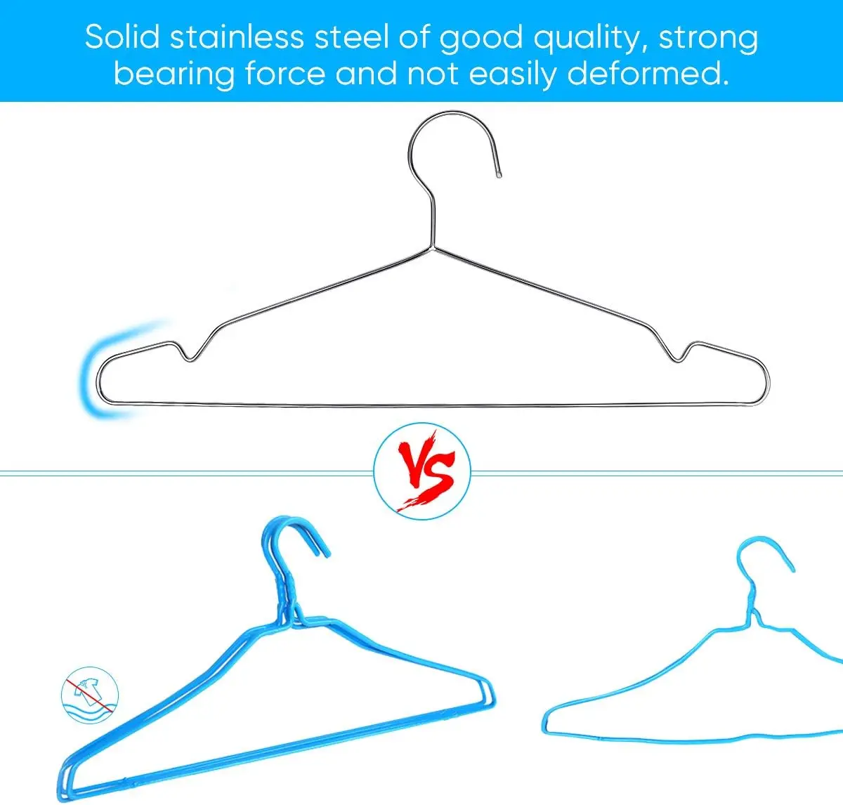 10 Pack Stainless Steel Wire Hangers, 16.5