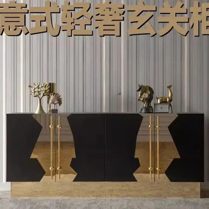 TT A  Light Luxury Solid Wood Dining Side Cabinet Shoe Cabinet Villa Decoration Storage Entrance Cabinet Living Room