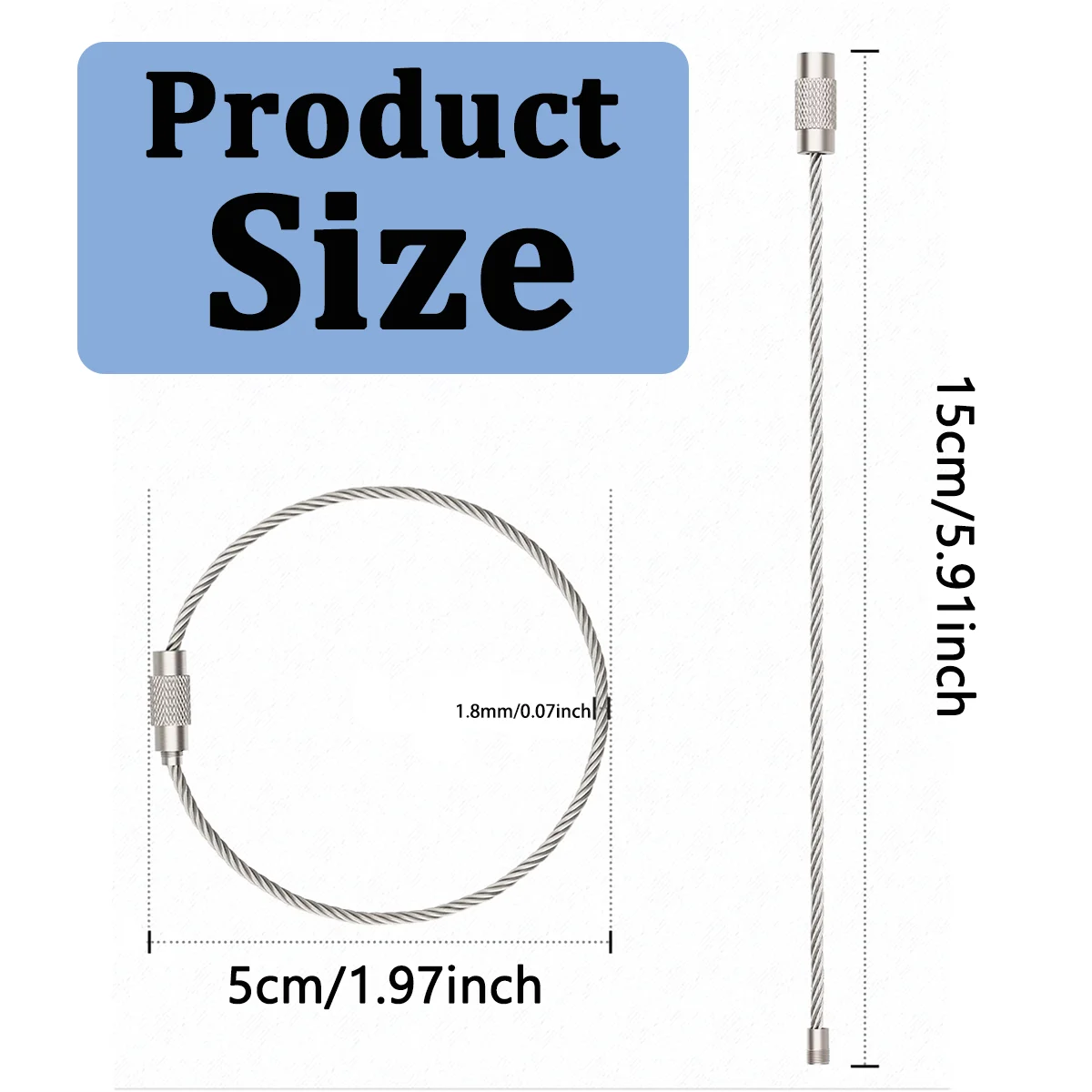15/30pcs 5.9-inch steel wire ring spiral buckles multi-functional keychains,suitable for luggage tags,outdoor camping,DIY labels
