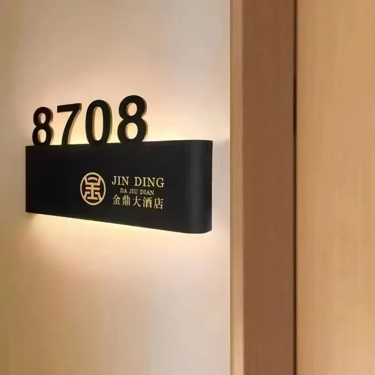 OEM Modern Office Apartment Door Room Number Sign Stainless Steel Hotel Plates Eco-Friendly Water Resistant Replaceable Shops