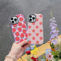 Loving Heart Strawberry Florals Case For Iphone 11 14 15 Pro Max Silicone Soft 12 13 Mini SE 7 8 Plus XR XS Max Shockproof Cover
